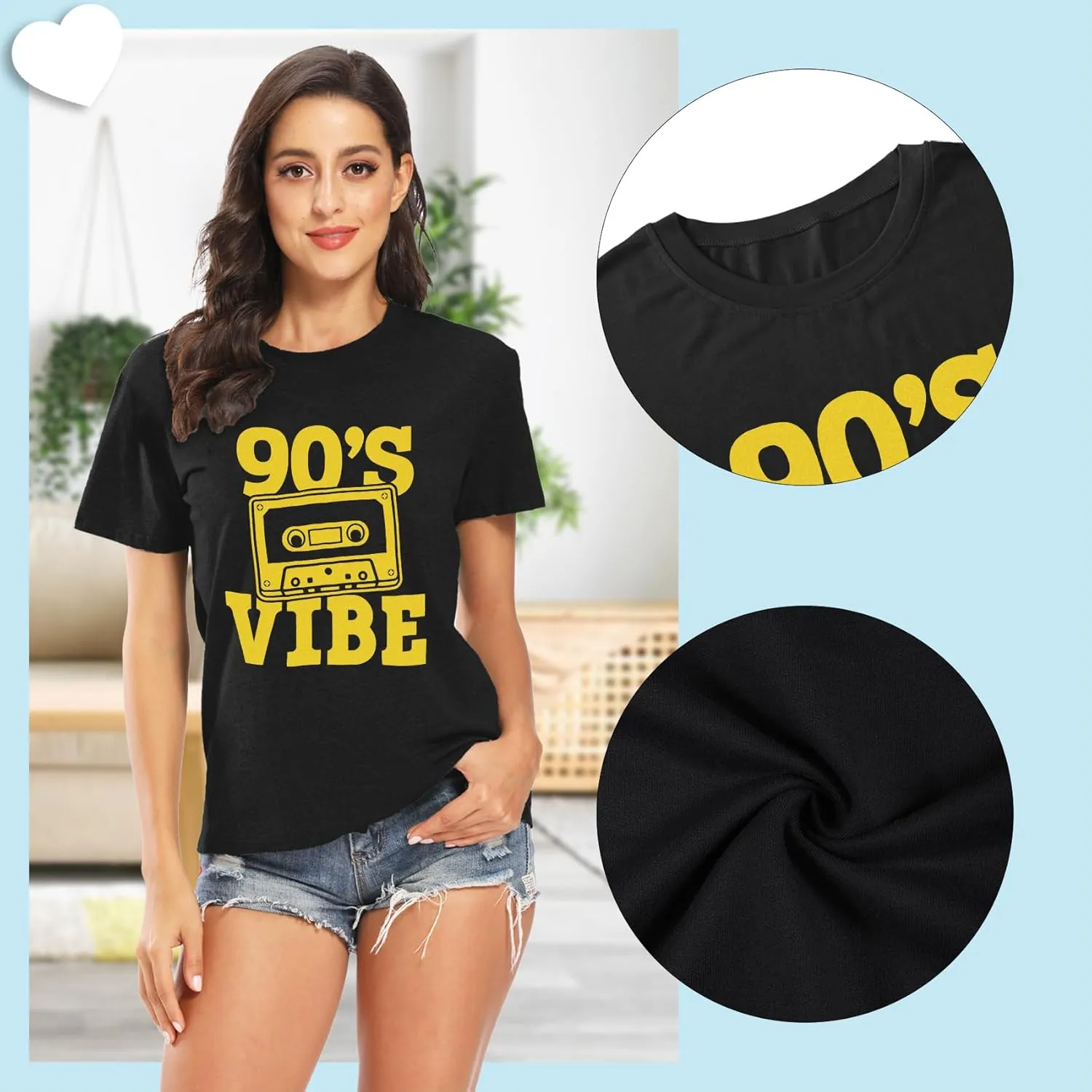 90s Shirt for Women Back to The 90's Shirt Vintage 1990s Theme Party Shirt Retro Casual Loose Tee Tops