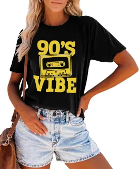 90s Shirt for Women Back to The 90's Shirt Vintage 1990s Theme Party Shirt Retro Casual Loose Tee Tops