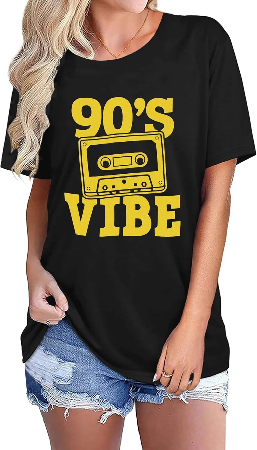 90s Shirt for Women Back to The 90's Shirt Vintage 1990s Theme Party Shirt Retro Casual Loose Tee Tops
