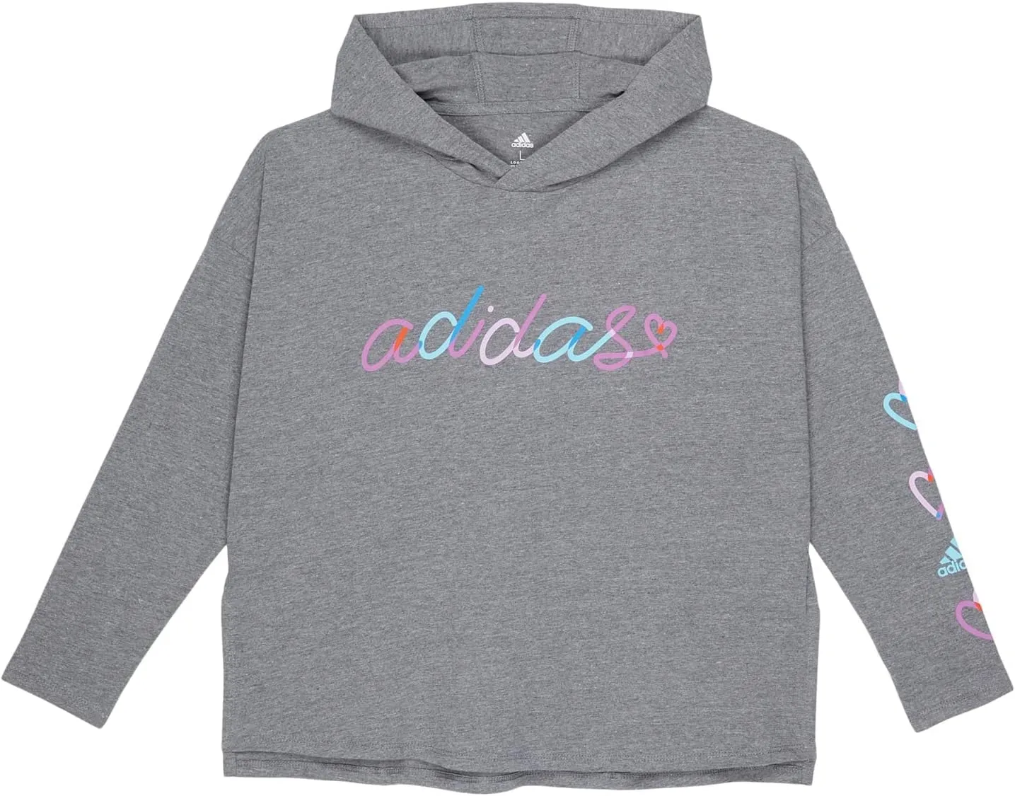 adidas Girls' Long Sleeve Hooded Graphic Tee