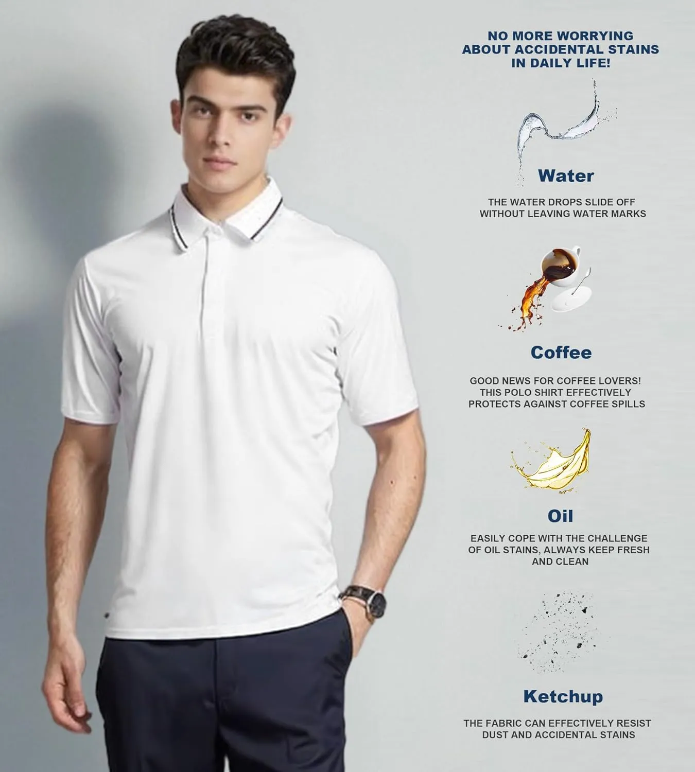 Alex Vando Mens Seamless Golf Shirt Moisture Wicking Quick-Dry Tailored Fit Polo Shirts