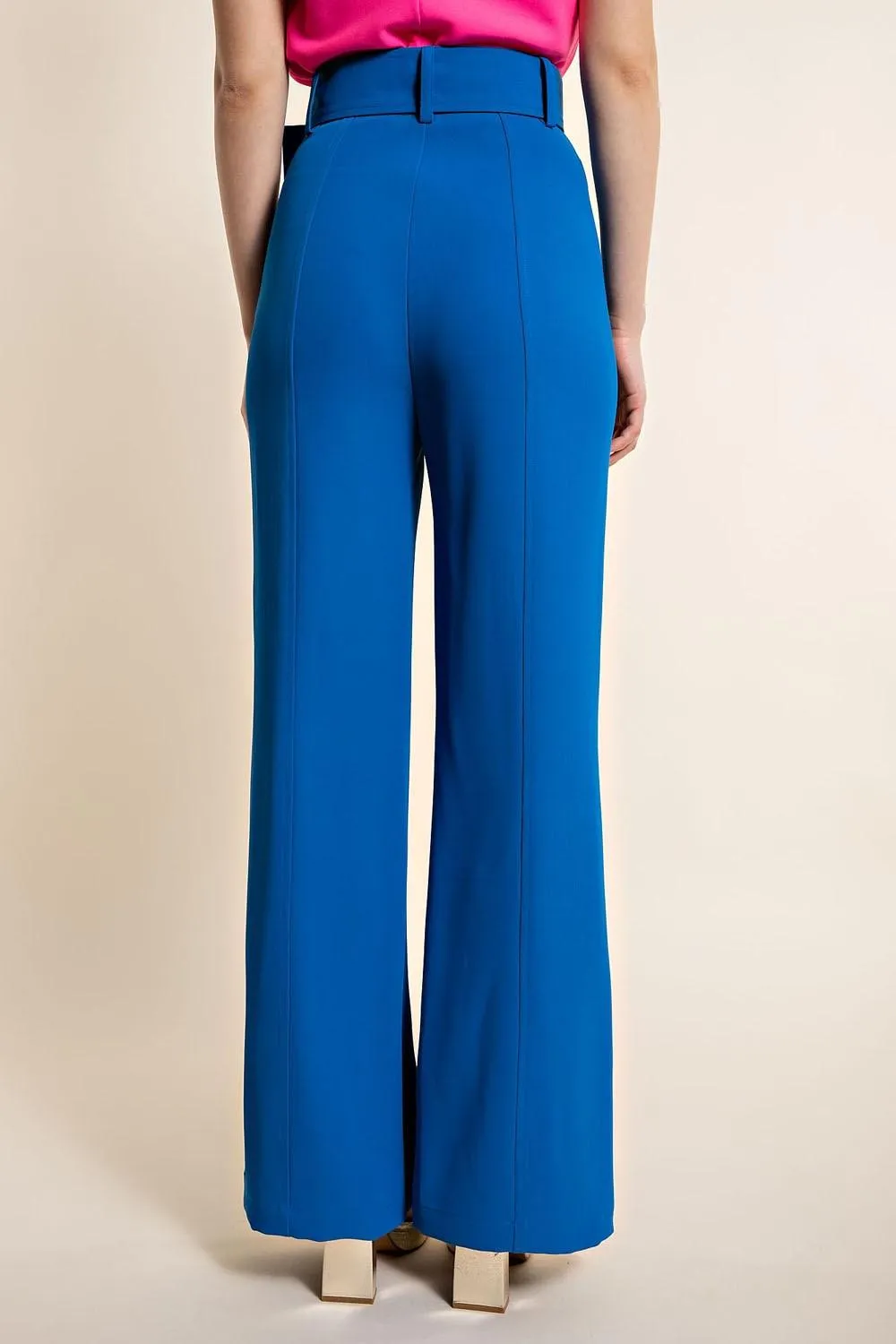 Belted High Waist Wide Leg Pants