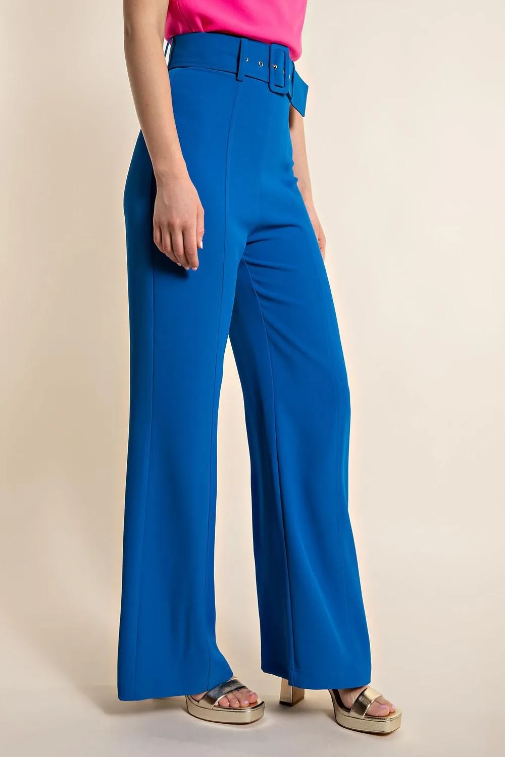 Belted High Waist Wide Leg Pants