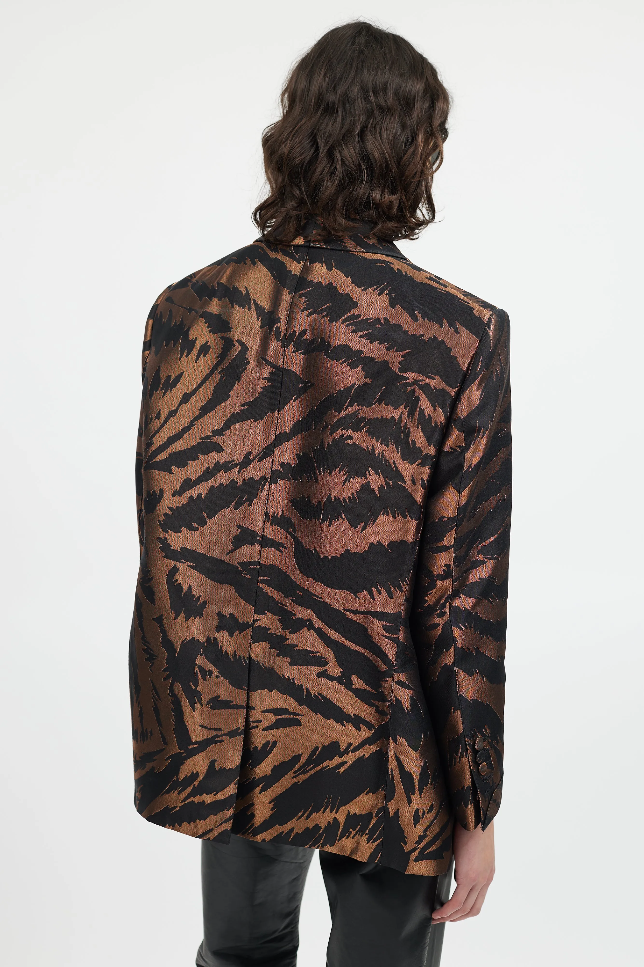 Black & Bronze Metallic Shawl Collar Blazer