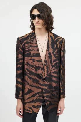 Black & Bronze Metallic Shawl Collar Blazer
