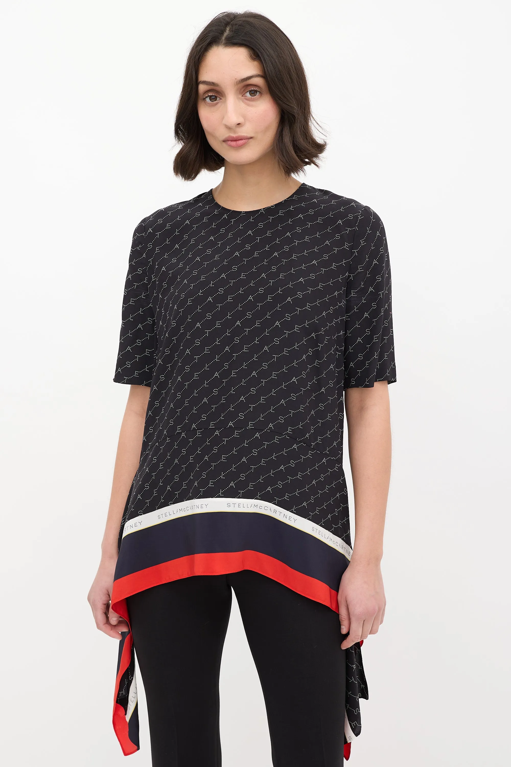 Black & Multi Silk Monogram Blouse