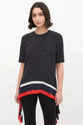 Black & Multi Silk Monogram Blouse