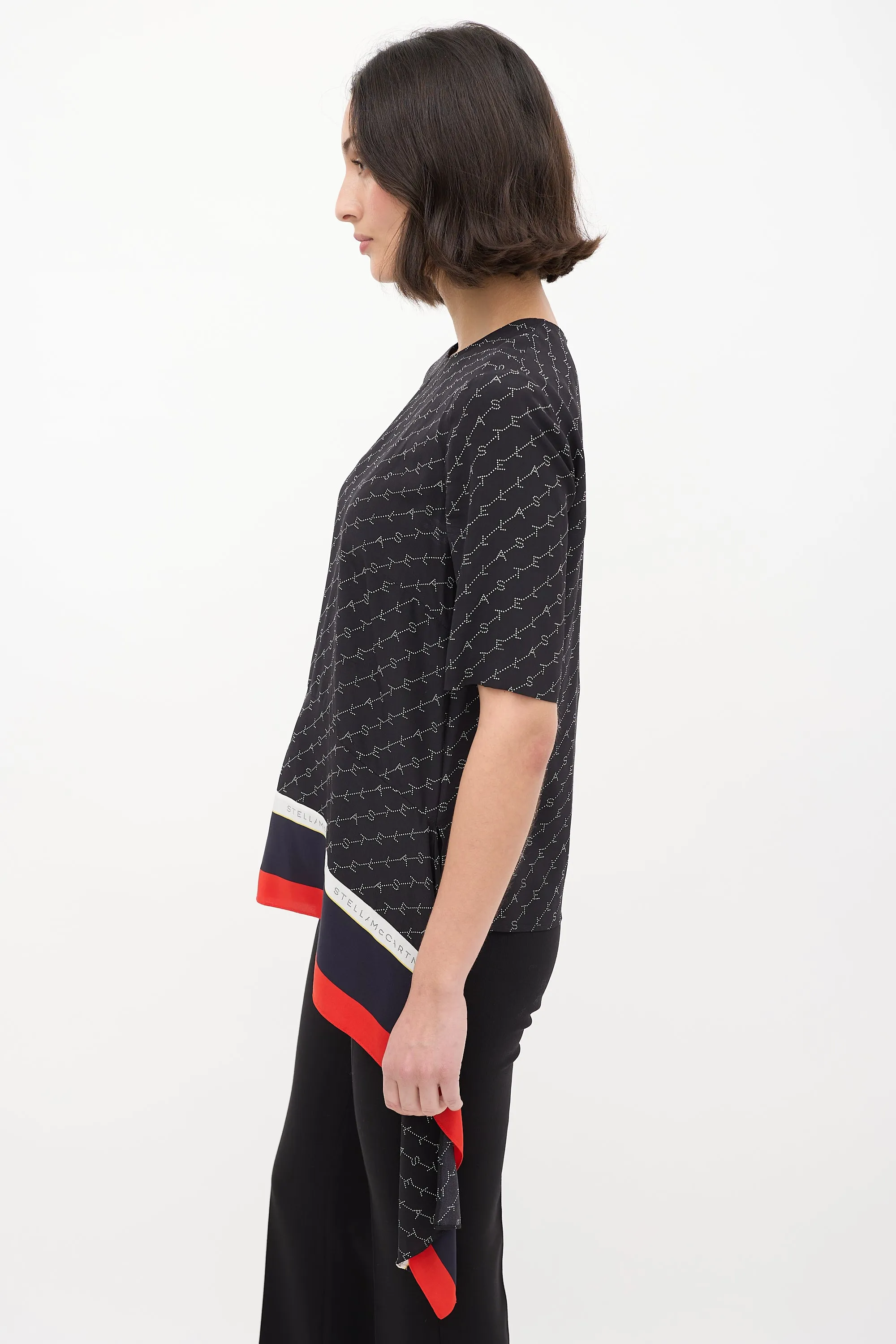 Black & Multi Silk Monogram Blouse