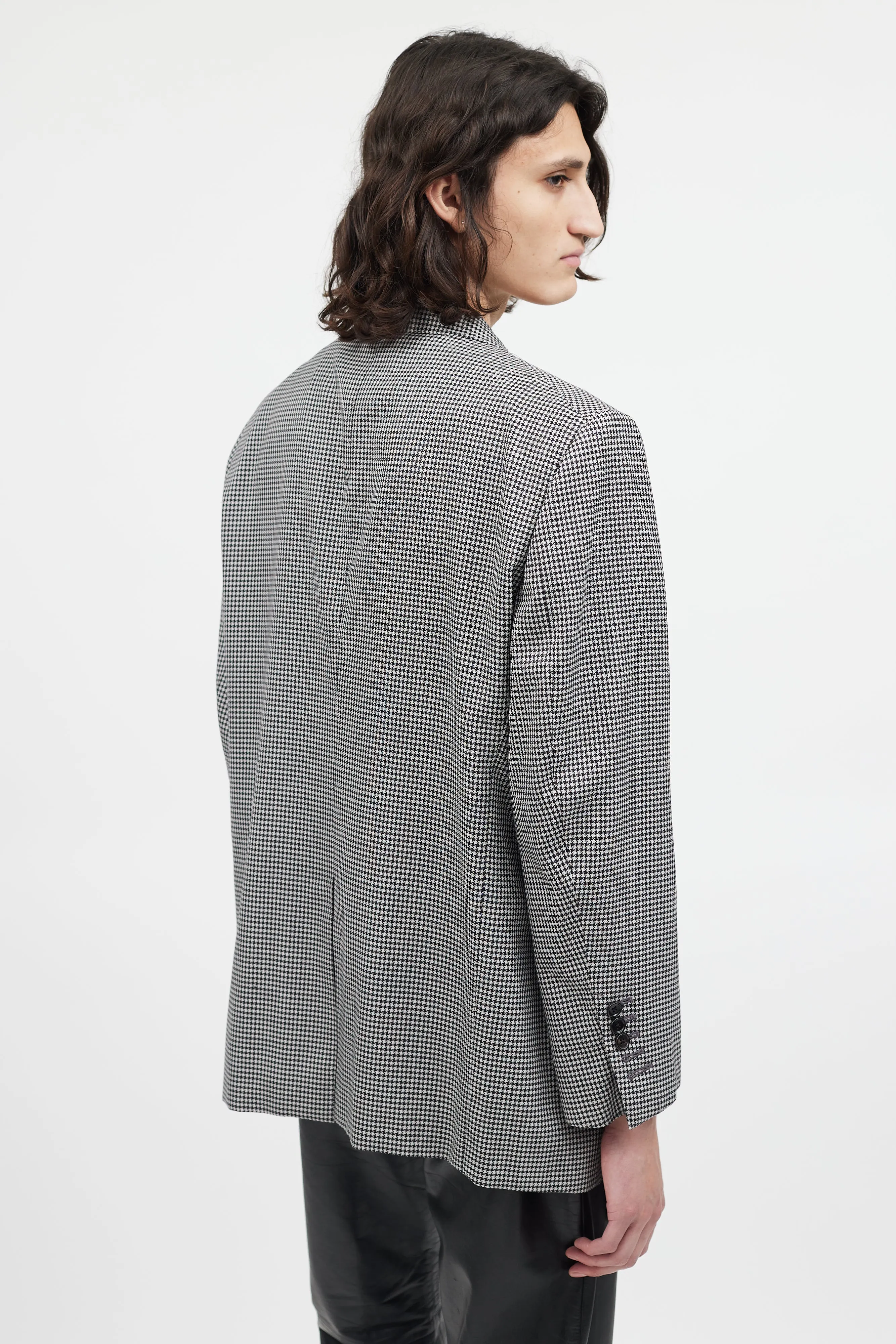 Black & White Wool Houndstooth Blazer