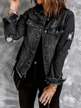 Black Ripped Denim Jacket