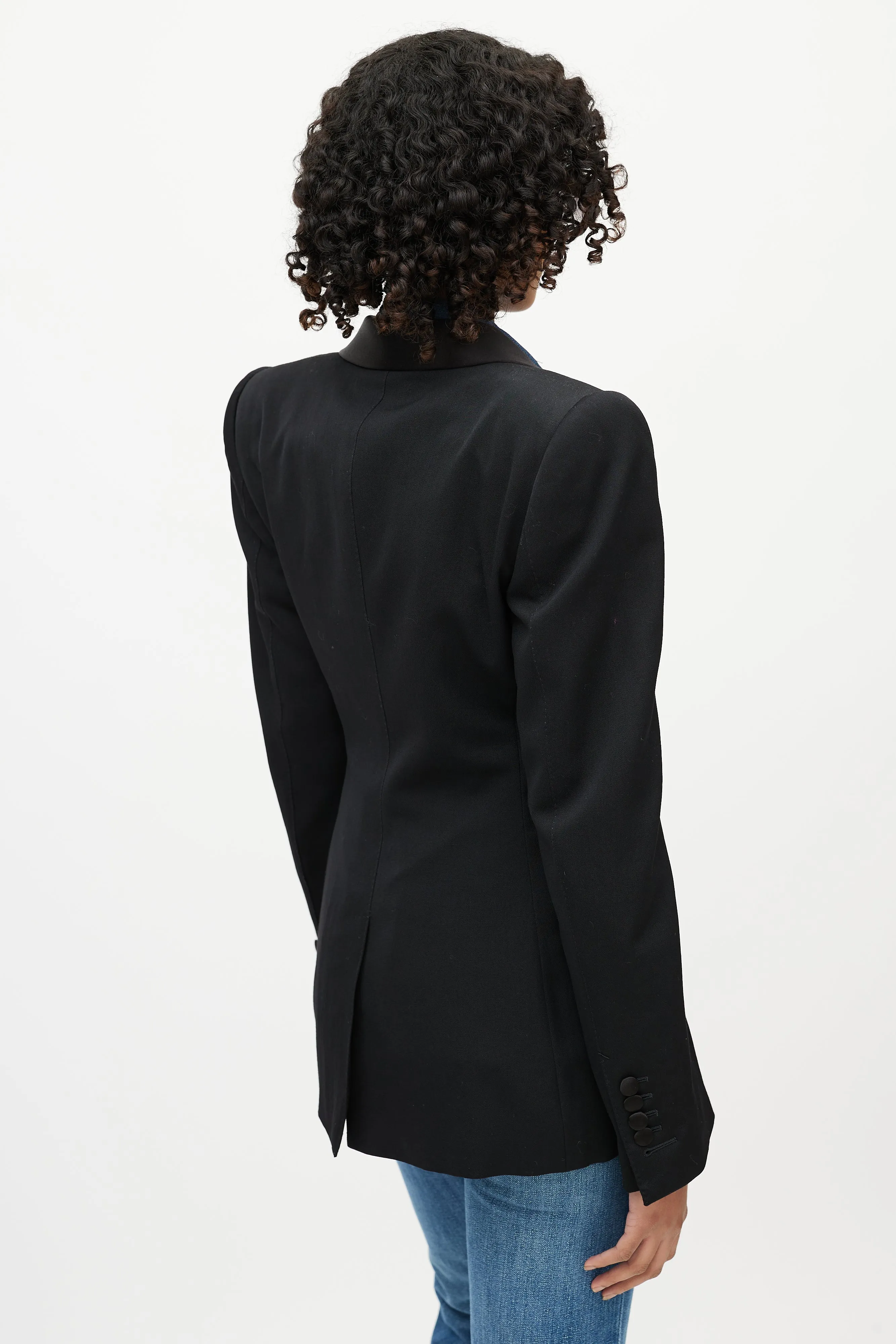 Black Wool Silk Shawl Tuxedo Blazer