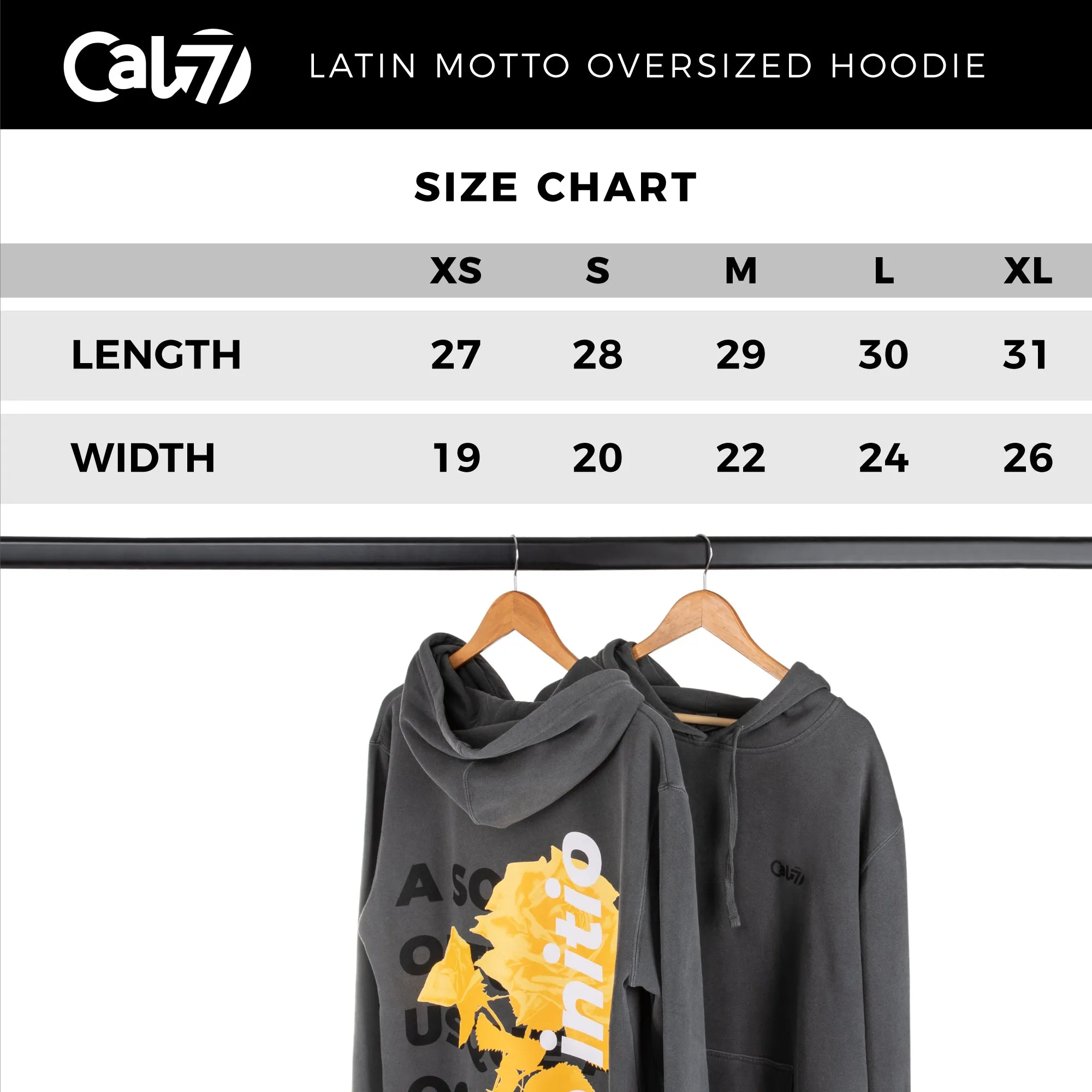Cal 7 Latin Motto Oversized Hoodie