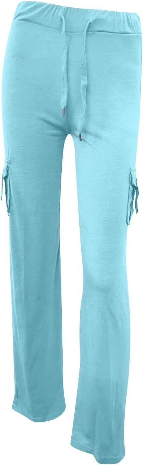 Cargo Yoga Pants with Pockets for Women Slim Fit Tight Barely Flare Leg Pants Stretch Athletic Workout Gym Pants