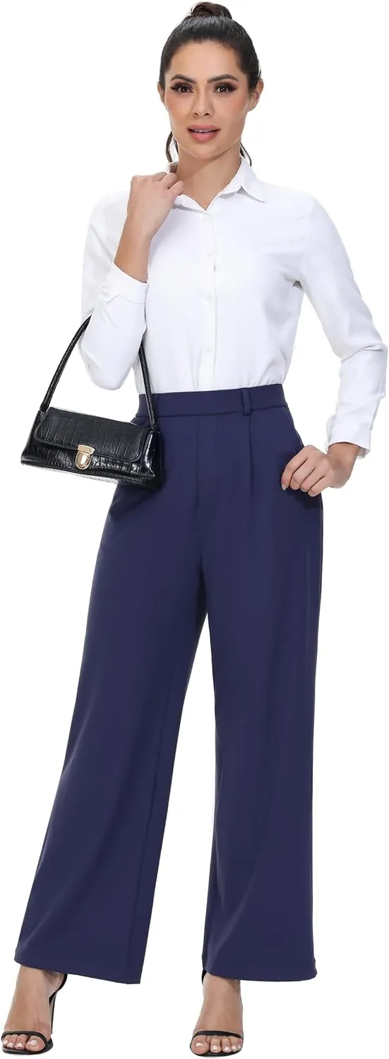 Comfy Dress Pants Women Work Office Business Casual Lounge Straight Leg Trousers with Pockets Yoga Trendy Slacks