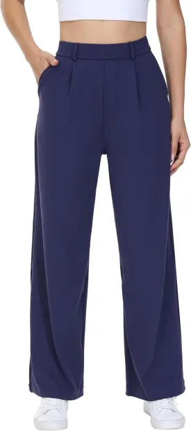 Comfy Dress Pants Women Work Office Business Casual Lounge Straight Leg Trousers with Pockets Yoga Trendy Slacks