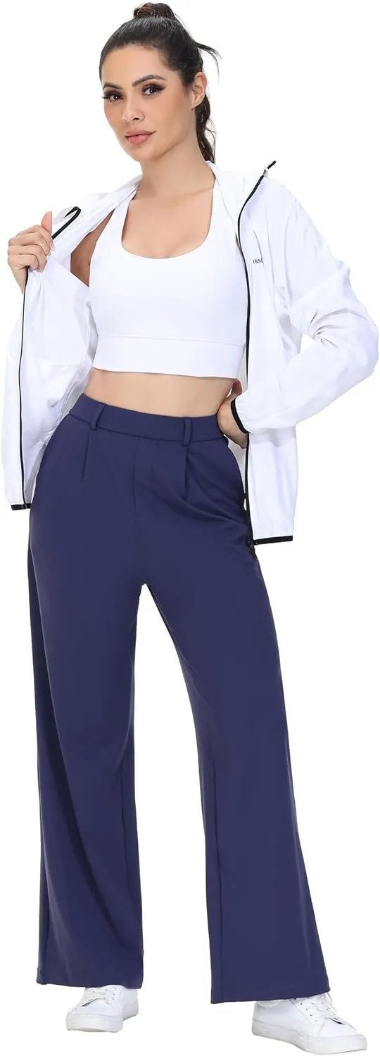 Comfy Dress Pants Women Work Office Business Casual Lounge Straight Leg Trousers with Pockets Yoga Trendy Slacks