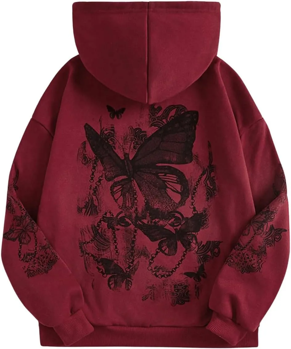 COZYEASE Women's Slogan Graphic Print Drawstring Hoodie Kangaroo Pocket Thermal Sweatshirt