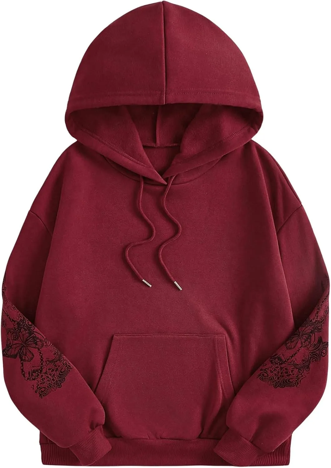 COZYEASE Women's Slogan Graphic Print Drawstring Hoodie Kangaroo Pocket Thermal Sweatshirt