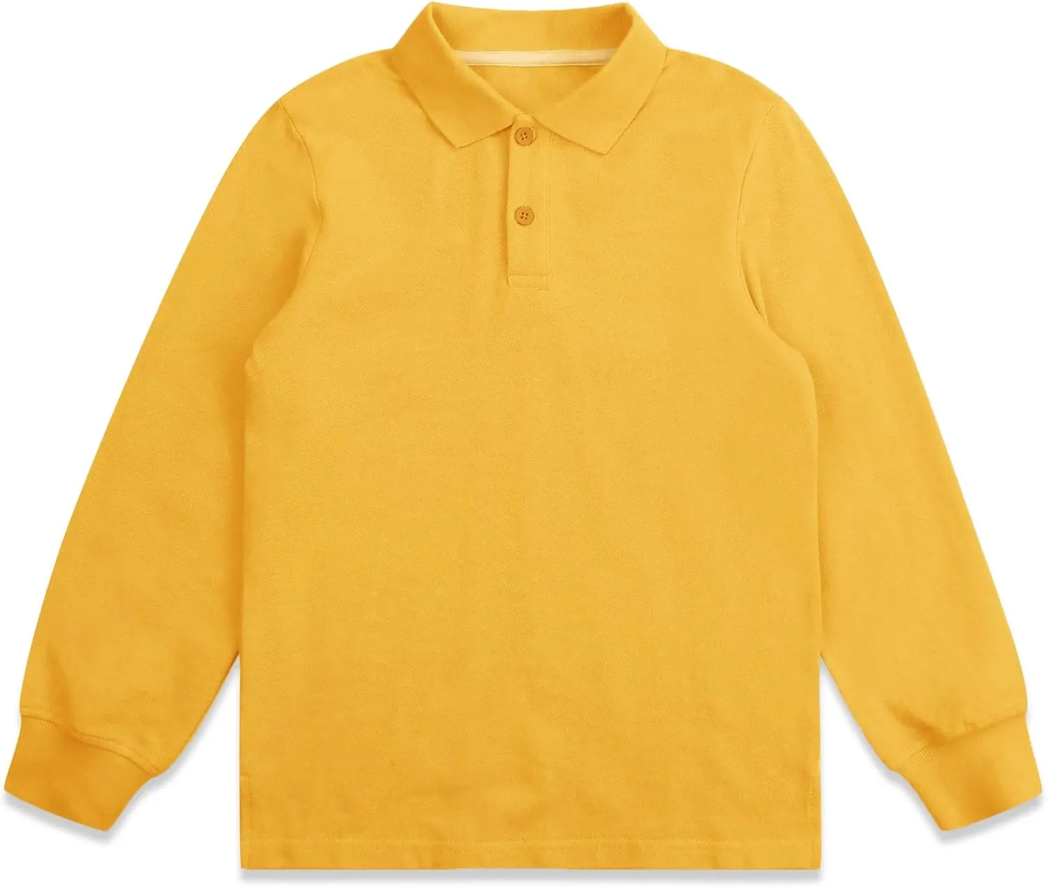CUNYI Boys Polo Shirt Long Sleeve Cotton School Uniform Shirt Pique Tee Kids Golf Tops