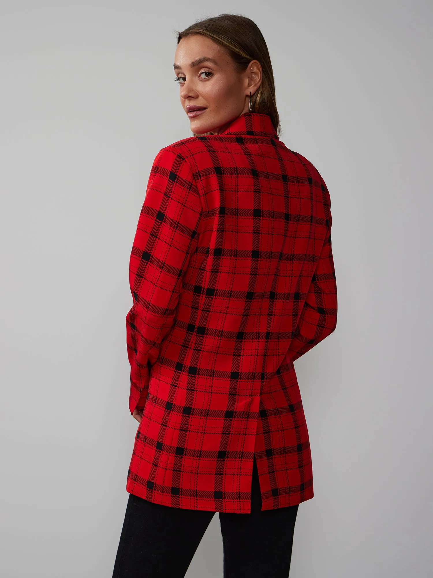Double Breasted Plaid Blazer