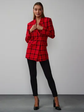 Double Breasted Plaid Blazer