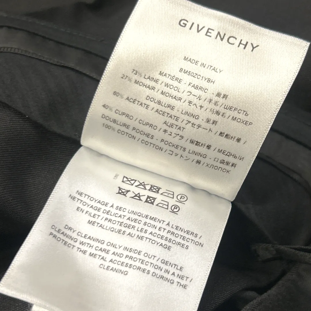 Givenchy Men's Black Wool and Mohair Blend Smart Trousers