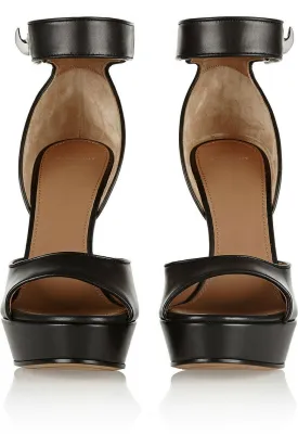 GIVENCHY Shark Lock platform sandals in black leather Ladies