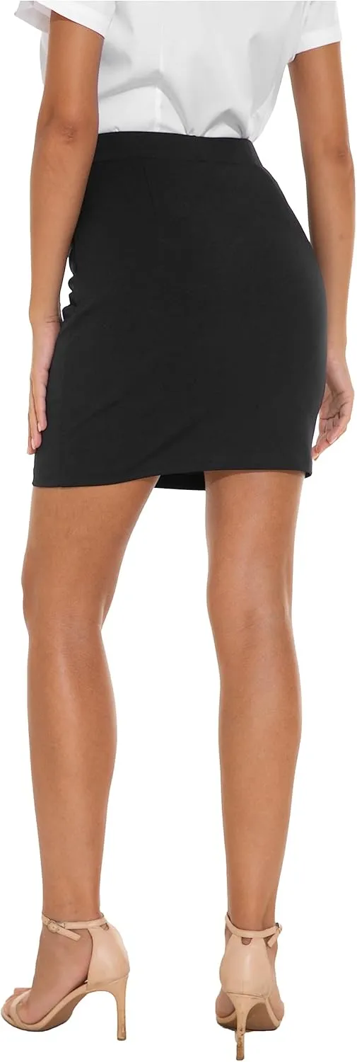 GUANYY Work Skirts for Women Office Bodycon High Waisted Mini Pencil Skirt Cute Stretch Business Skirt
