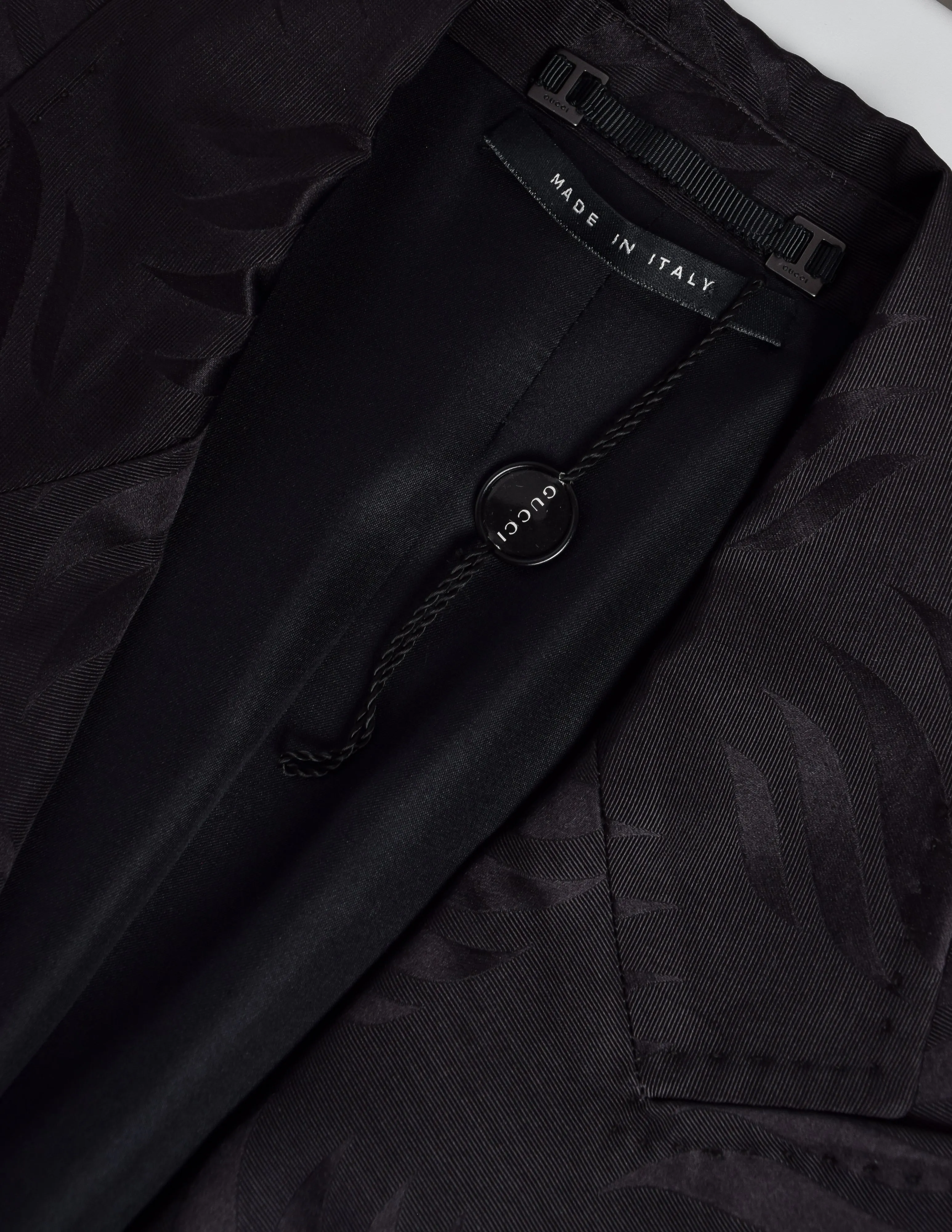 Gucci Vintage AW 2002 by Tom Ford Blackened Purple Leaf Silk Jacquard Blazer Jacket