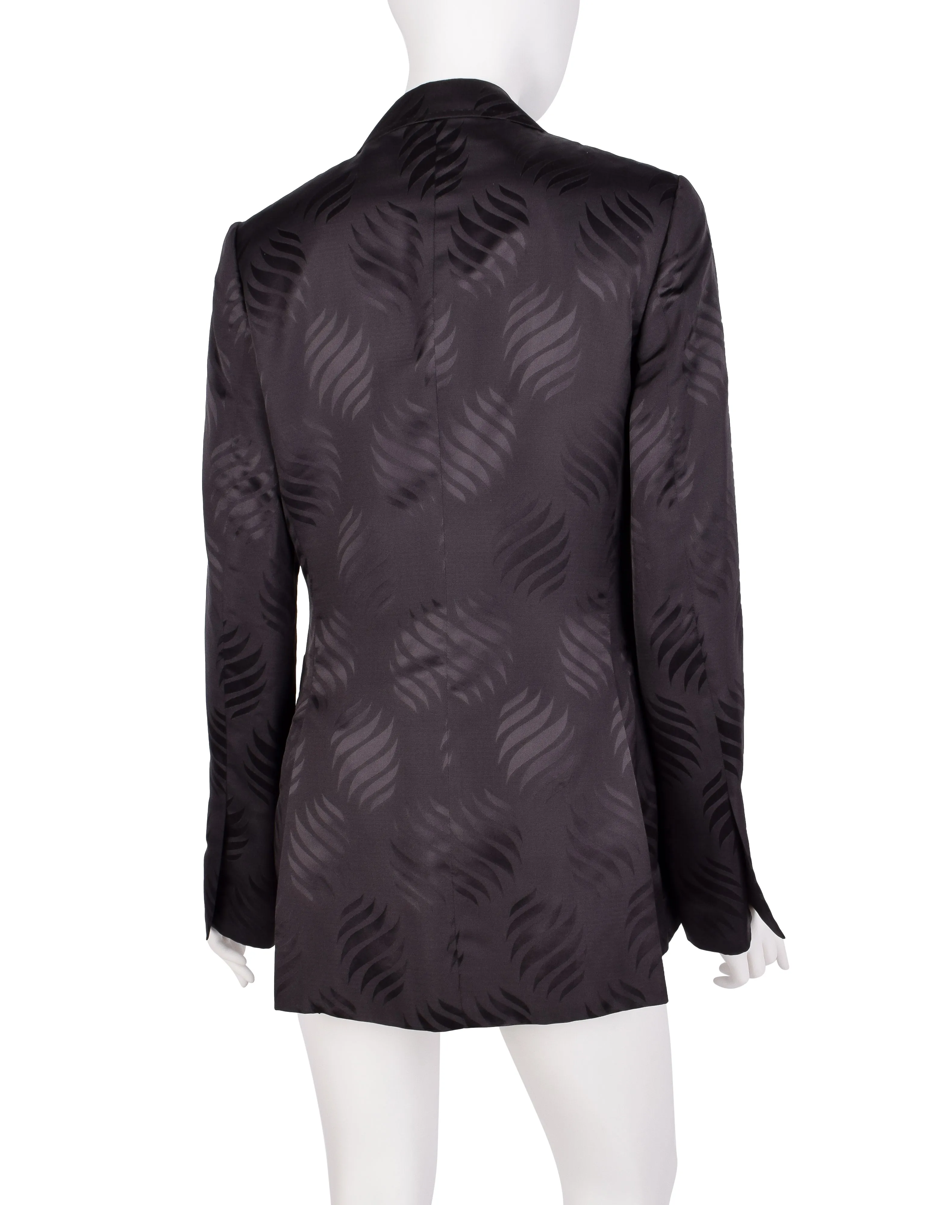 Gucci Vintage AW 2002 by Tom Ford Blackened Purple Leaf Silk Jacquard Blazer Jacket