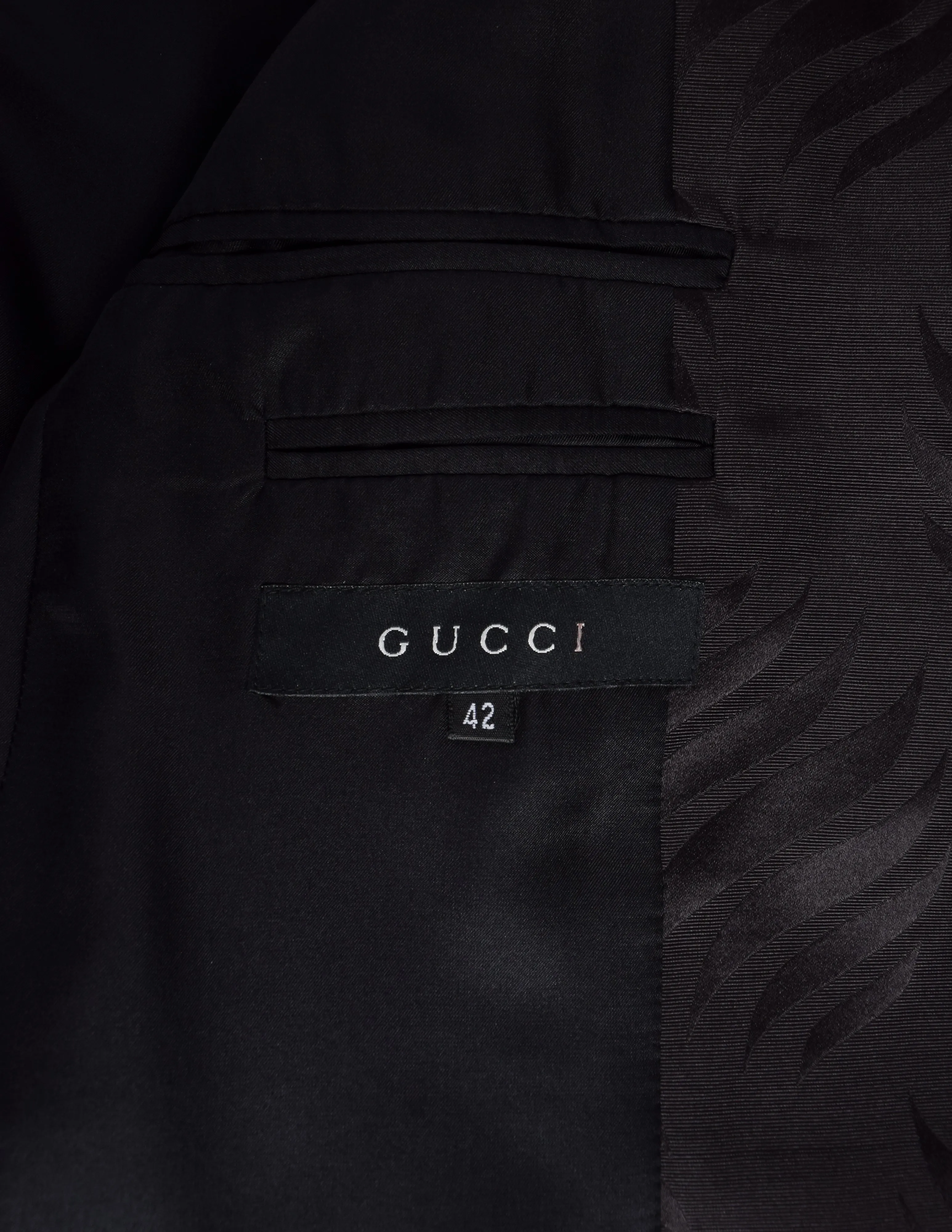 Gucci Vintage AW 2002 by Tom Ford Blackened Purple Leaf Silk Jacquard Blazer Jacket