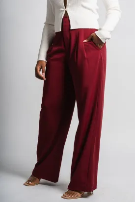High waist wide leg pants wine
