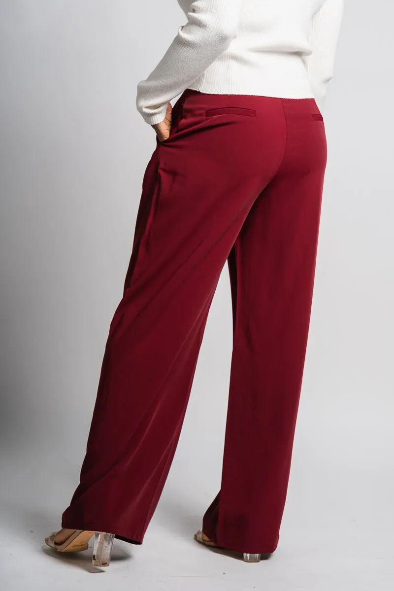 High waist wide leg pants wine