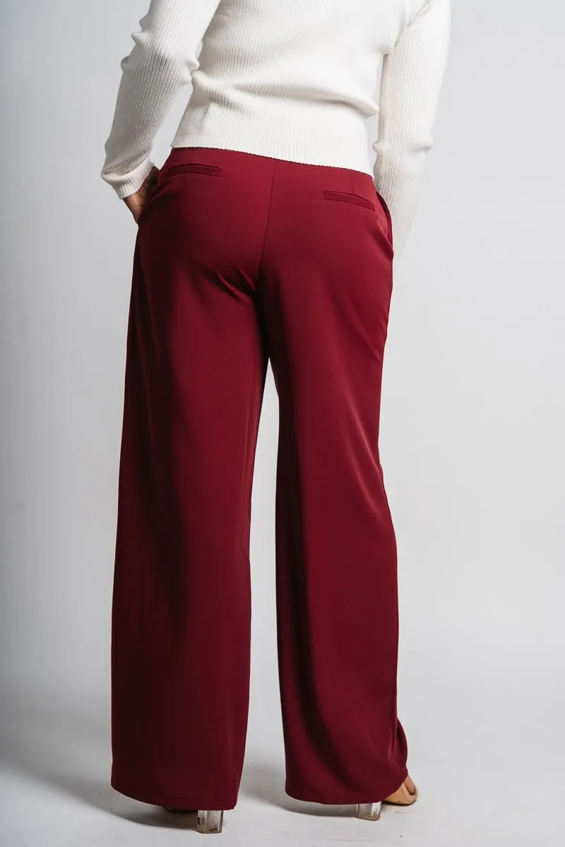 High waist wide leg pants wine