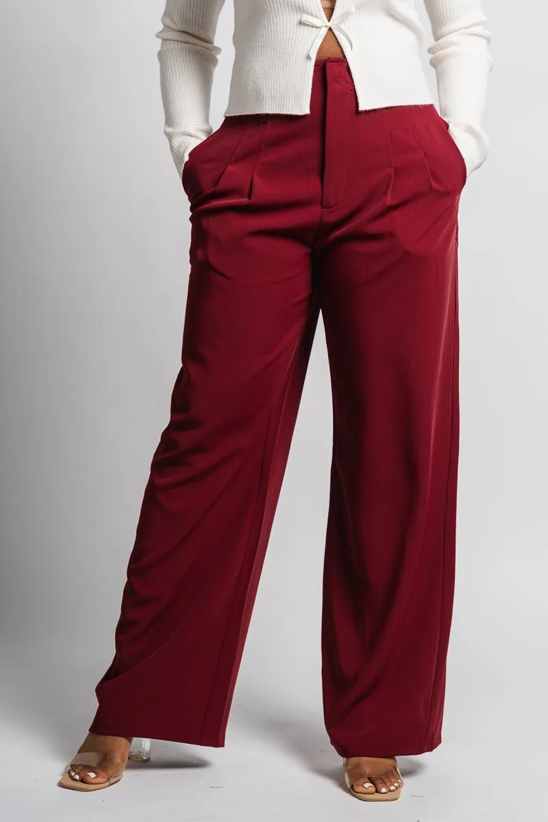 High waist wide leg pants wine