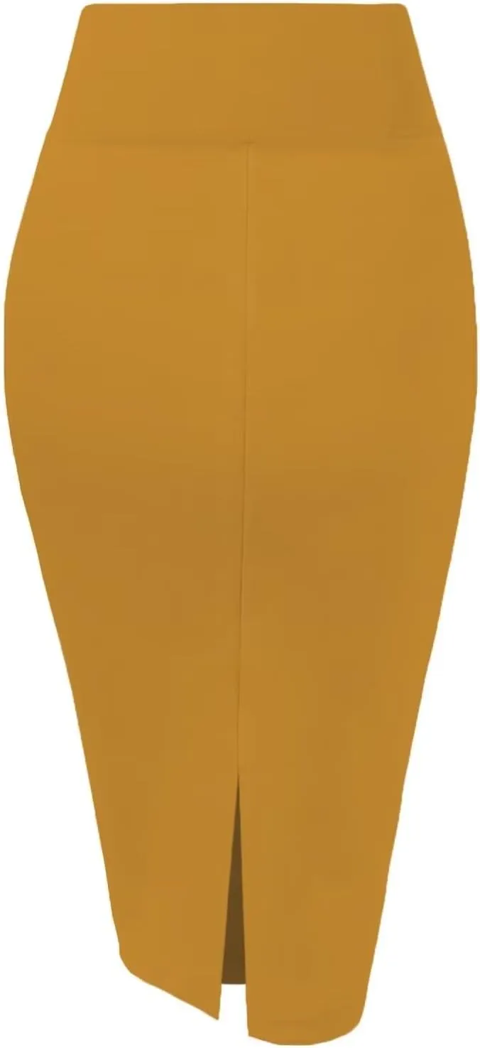 Hybrid & Company Womens Pencil Skirt Premium Nylon Ponte Stretch Office Made in The USA Below Knee