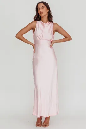 Isabella Satin Backless Maxi Dress Pink
