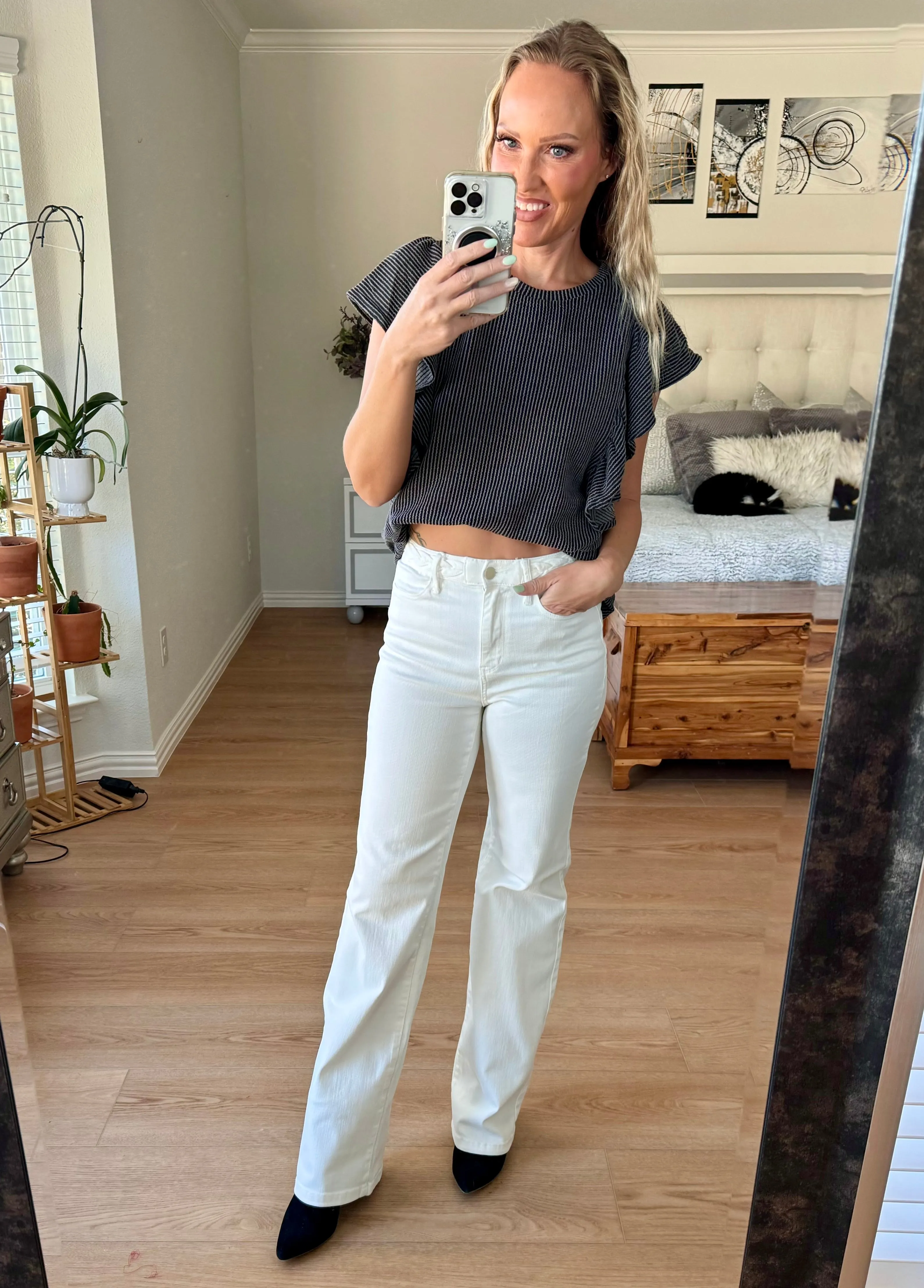 Kristen Wide Leg Braided Waist Judy Blue Jeans