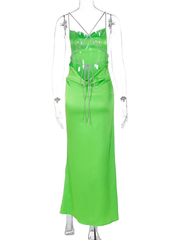 Meigan Satin Backless Maxi Dress