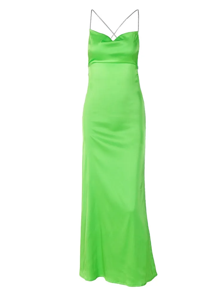 Meigan Satin Backless Maxi Dress