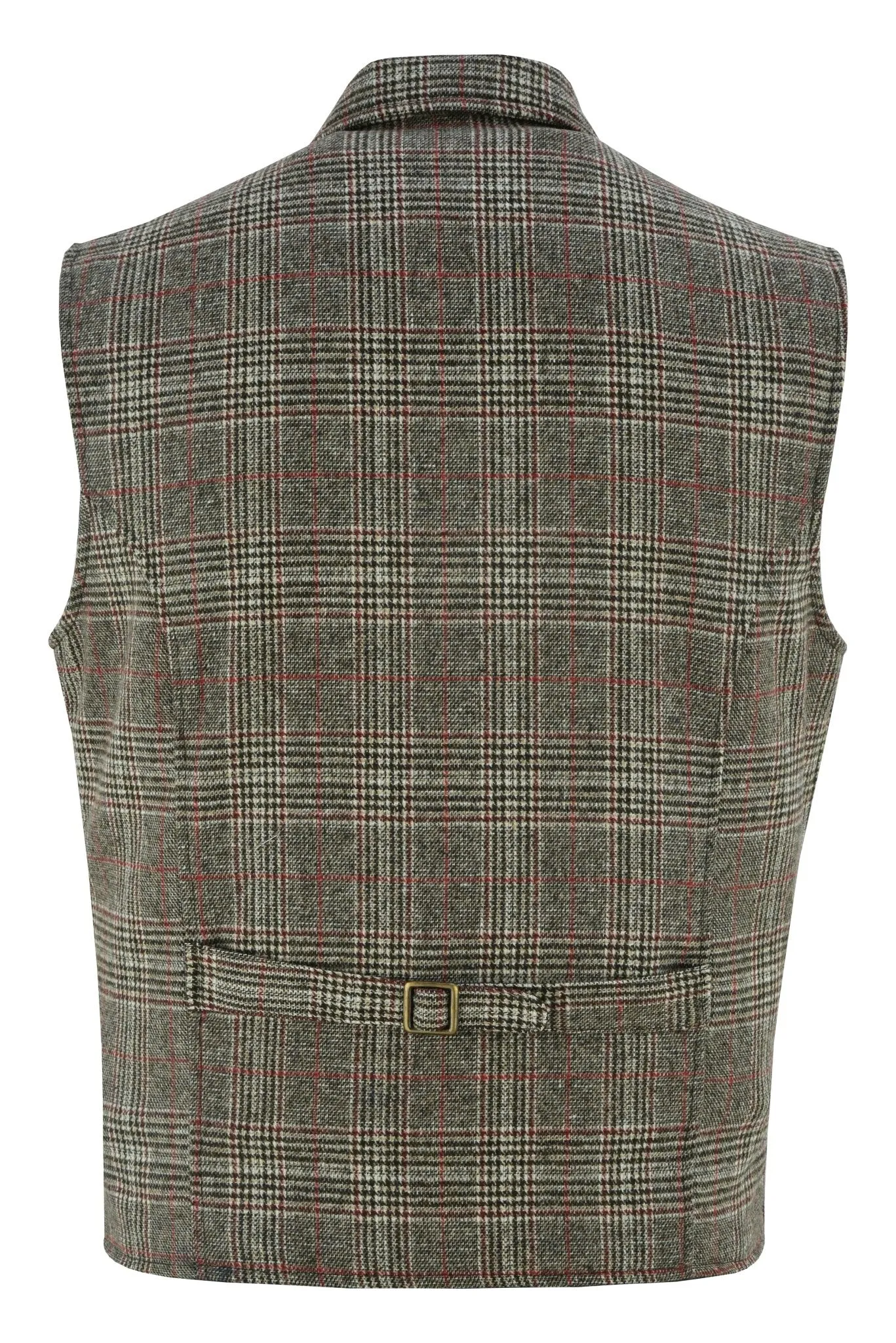 Mens Blazer Style Formal Check Suit Waistcoat Vest Tweed Wool