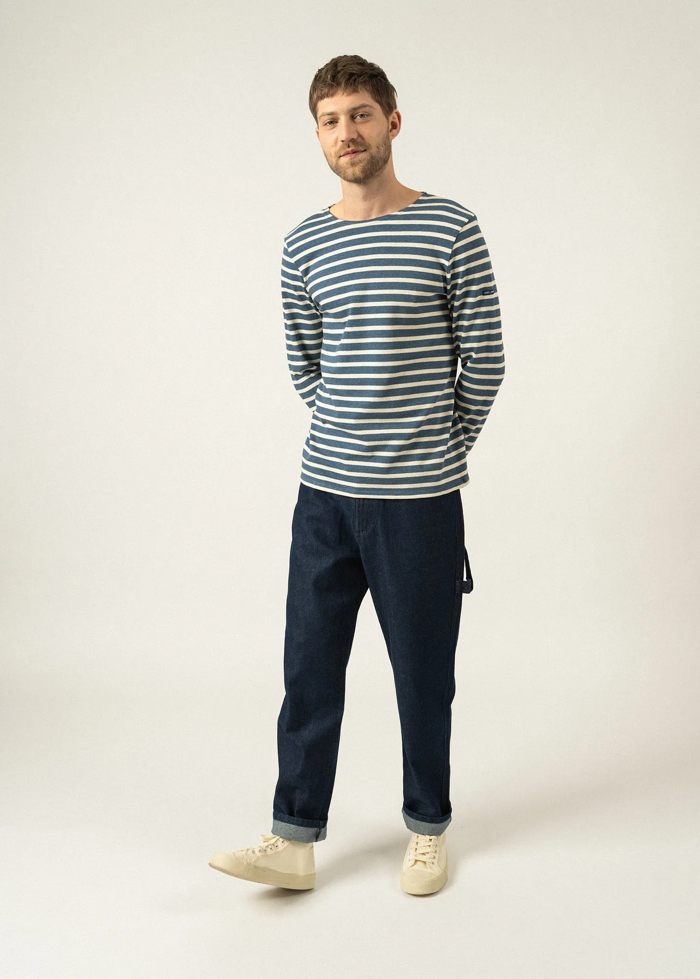 Meridien unisex striped sailor shirt - regular fit, in thick cotton (JEAN/CHANVRE)
