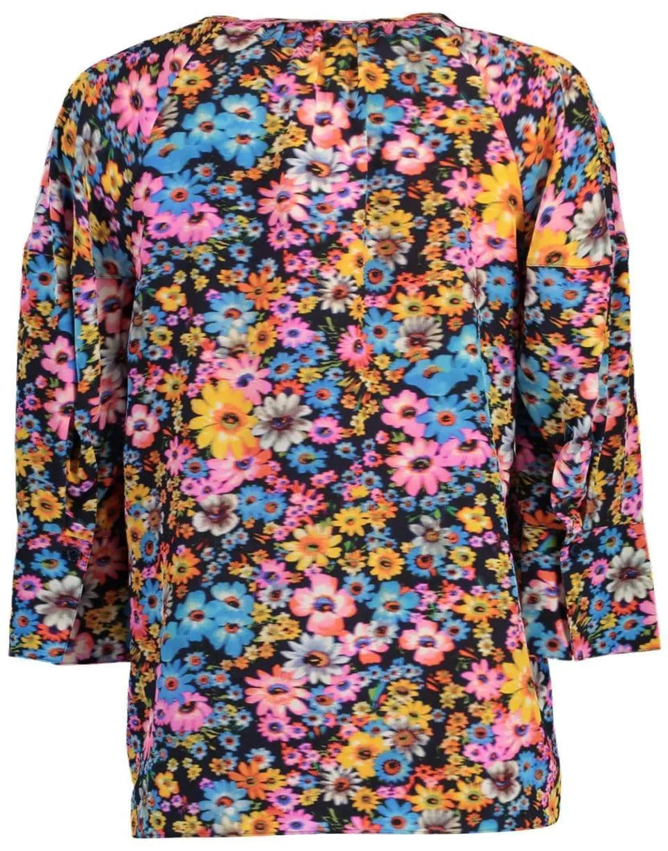 Multicolor Pink Floral Sophia Silk Top