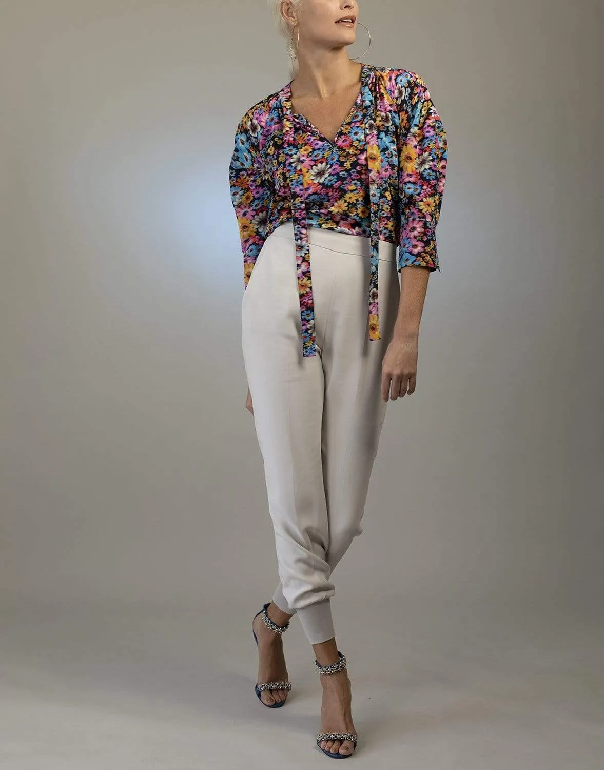 Multicolor Pink Floral Sophia Silk Top