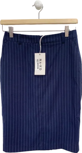 NA-KD Navy Pinstripe Woven Pencil Knee Length Skirt EU 34