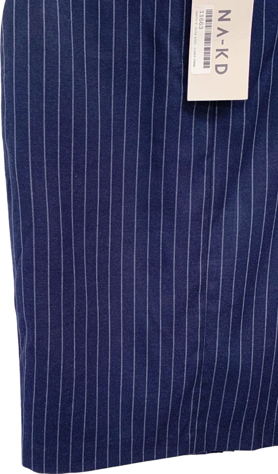 NA-KD Navy Pinstripe Woven Pencil Knee Length Skirt EU 34
