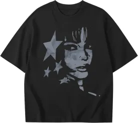Oversized Graphic Tees for Women Y2k Streetwear Shirt Aesthetic Grunge Vintage Clothes Baggy Character Print Shirts