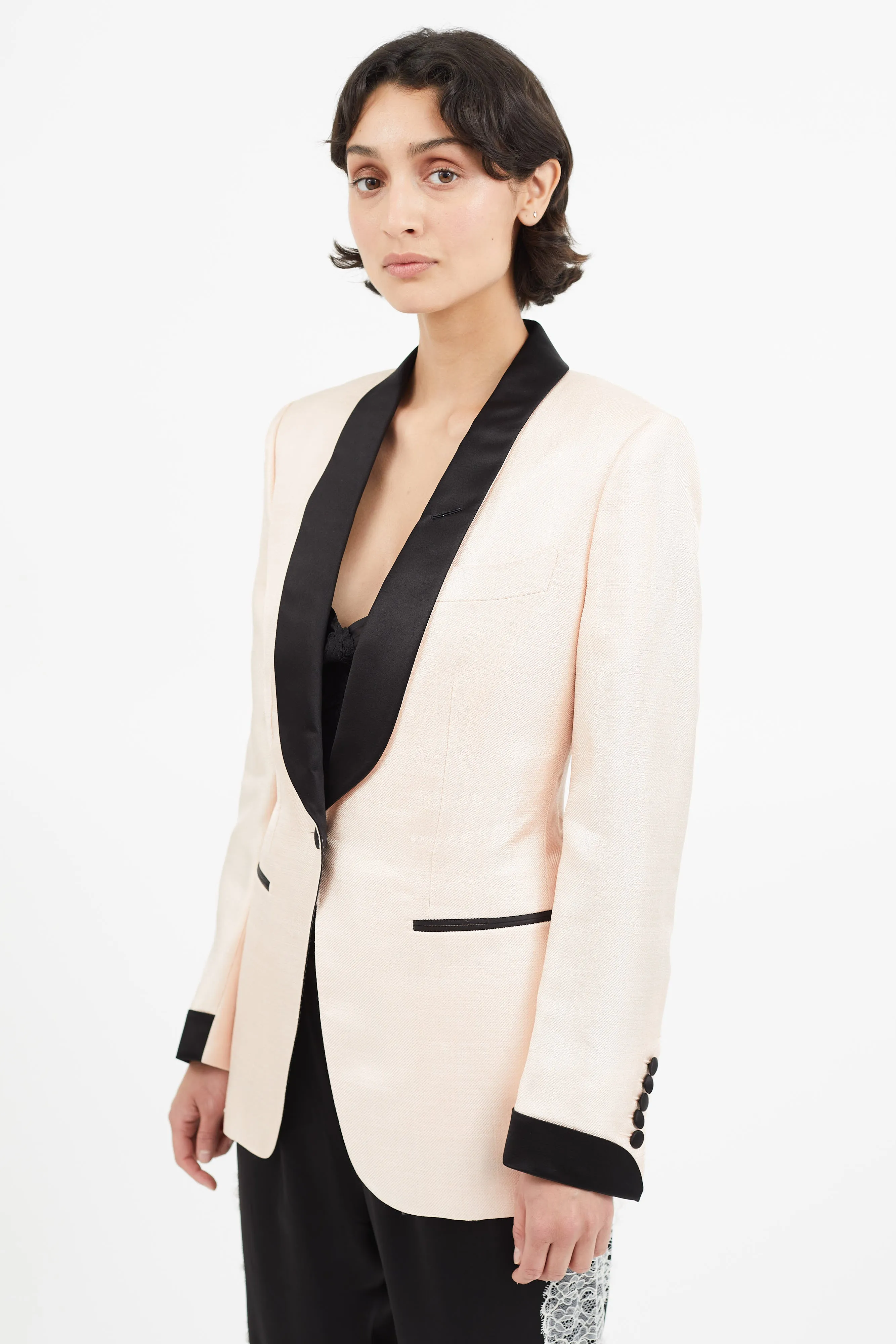 Pink & Black Shawl Blazer