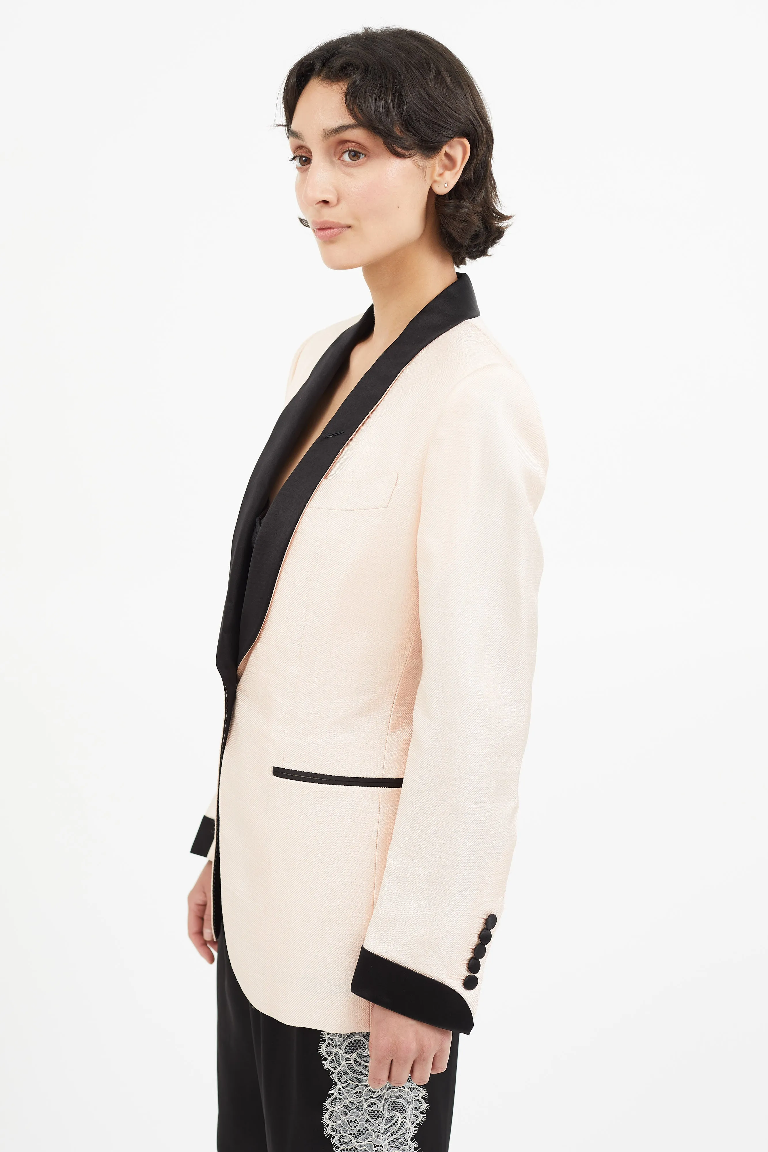Pink & Black Shawl Blazer
