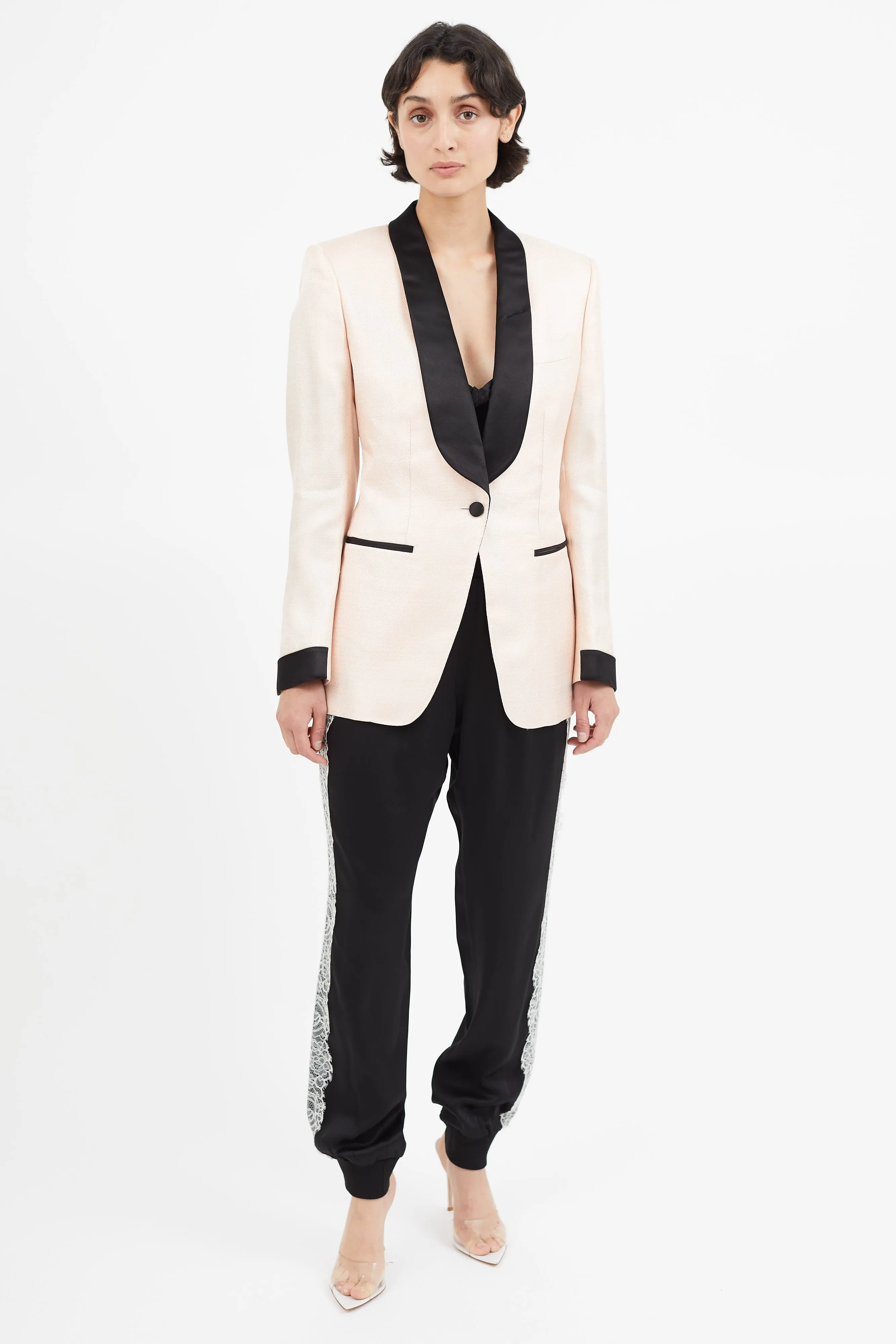 Pink & Black Shawl Blazer